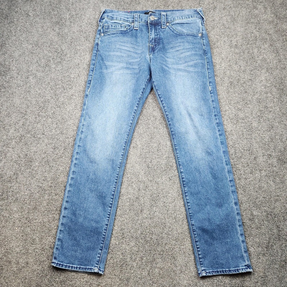 True Religion Geno Jeans Mens 32x32 Blue Medium Wash Relaxed Slim Stretch Denim